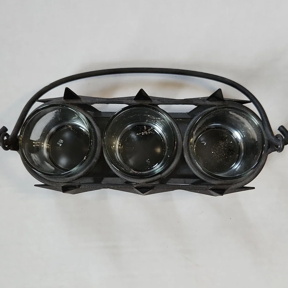 Bronze Star 3 Glass Votive Candle Metal Holder with Bar
